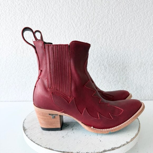 Lane CHELSEA Womens Cowboy Bootie 9.5 Western Red Short Cowgirl Ankle Boots - Picture 2 of 13